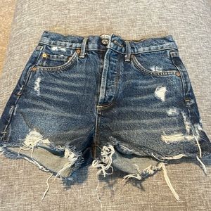 Agolde Distressed Blue Jean Shorts